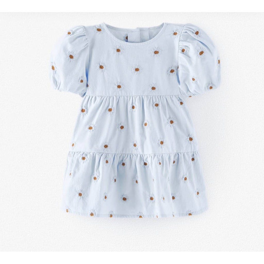 Đầm Zara Baby Girl thêu hoa cúc, size 18/24t-5/6T