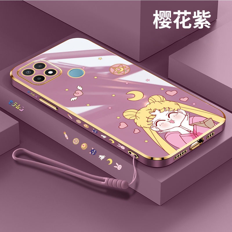 Sailor moon Ốp Điện Thoại Silicon Mạ Viền Hình Nhân Vật Thủy Thủ Mặt Trăng Cho Oppo Realme C15 C12 C25 C25S Realme C11 Realme 7i C17