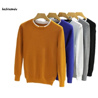 HAIBINZOULU Men's Round Neck Long Sleeve Knitted Sweater Without Pants