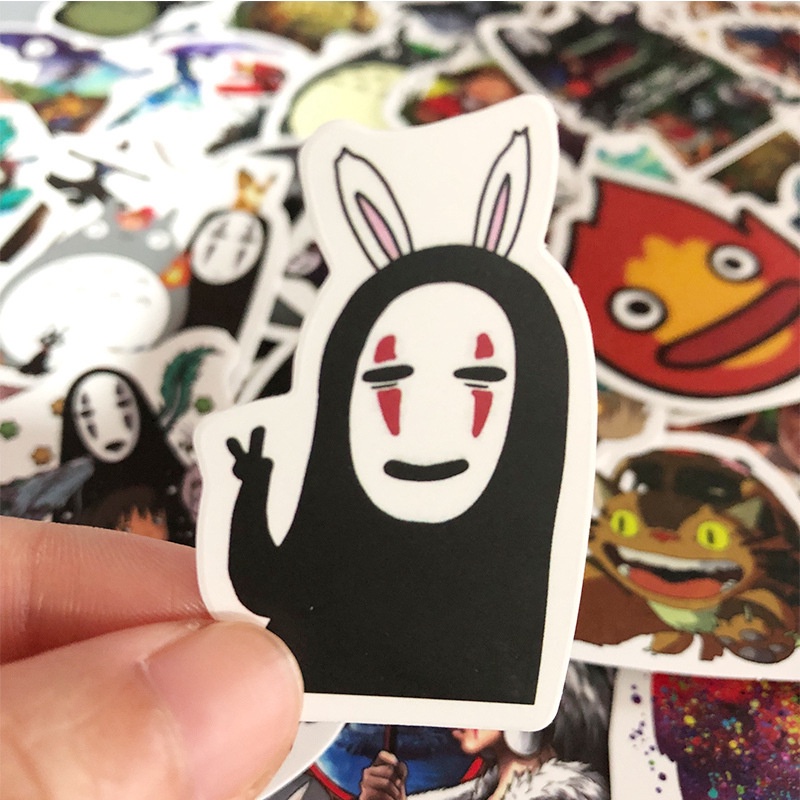 50 Stickers PVC Ghibli anime Vô Diện, Totoro, Kaonashi, Spirited Away, Howl's Moving Castle,... không thấm nước