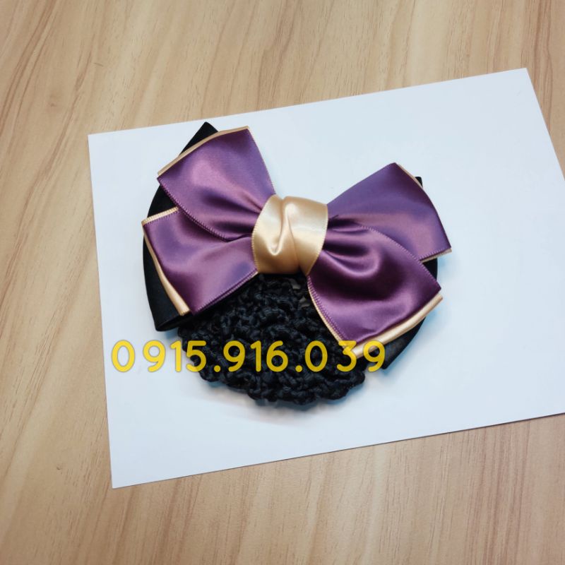 Kẹp tóc búi lưới hình nơ, kẹp búi tóc 3 màu A01