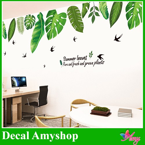 Decal dán tường ⚡ FREESHIP ⚡ Giàn lá cây mùa hè dán tường phòng khách, phòng ngủ tại TP Hồ Chí Minh