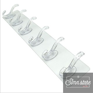 Thanh dẻo 6 móc treo đồ dán tường nhà tắm, nhà bếp tiện lợi. SLMN_THANHDEO_6moc