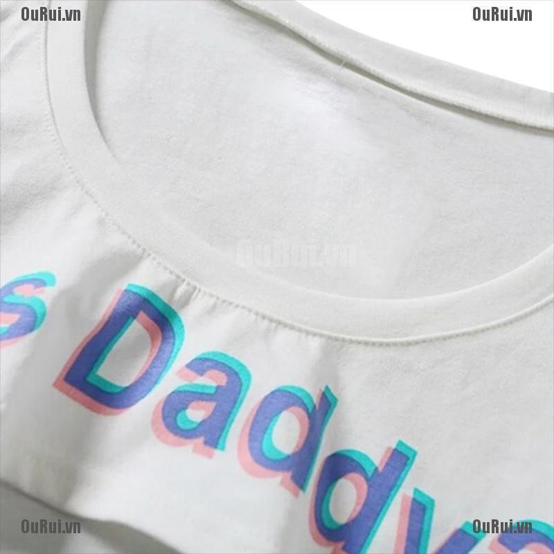 Áo thun lửng ngắn tay in chữ Yes Daddy thời trang dành cho nữ