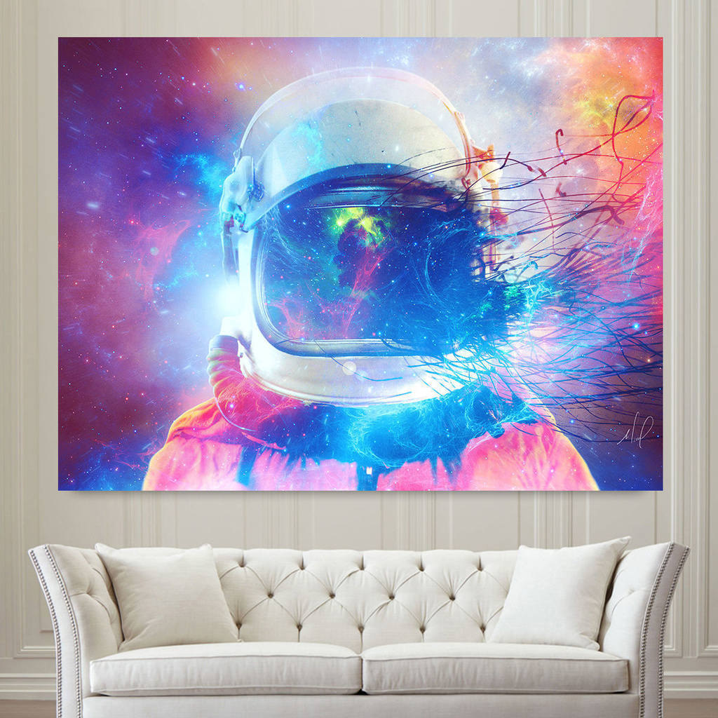 Tranh vải treo tường trang trí nội thất hình phi hành gia vũ trụ NASA