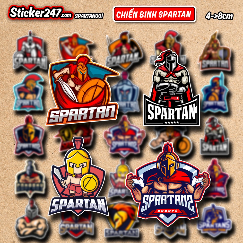 Sticker Chiến Binh Hy Lạp Spartan 𝑭𝒓𝒆𝒆𝒔𝒉𝒊𝒑 chống nước sticker dán laptop, điện thoại, đàn, mũ bảo hiểm, vali