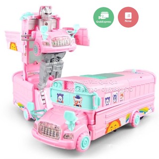 [ĐÈN NHẠC] Hộp đồ chơi xe buýt (bus) biến hình robot 999G-51AS