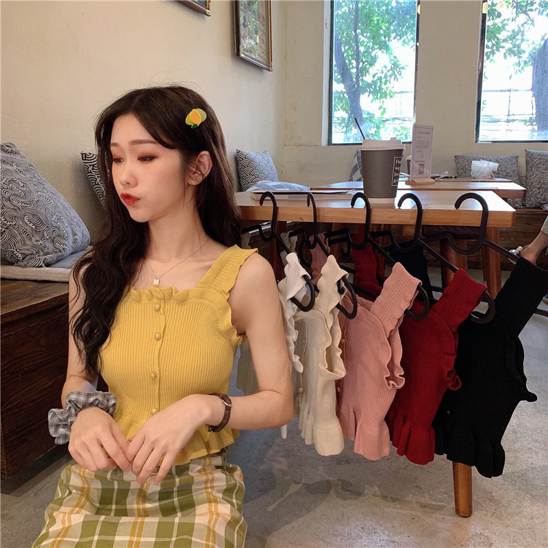 Áo Yếm Dệt Kim Dáng Ngắn Hở Rốn Gợi Cảm Ngọt Ngào