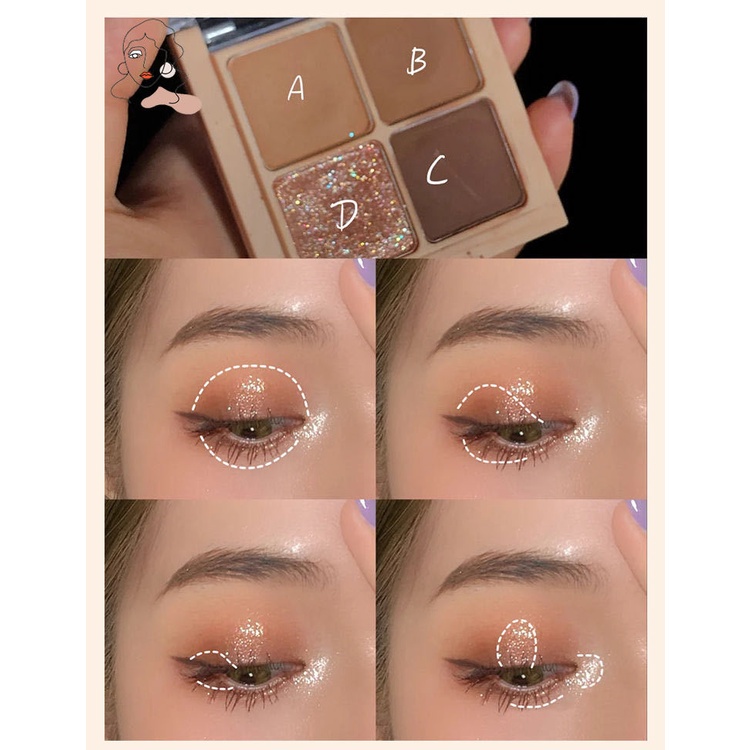 Bảng Phấn Mắt Trang Điểm 4 Màu Lâu Trôi