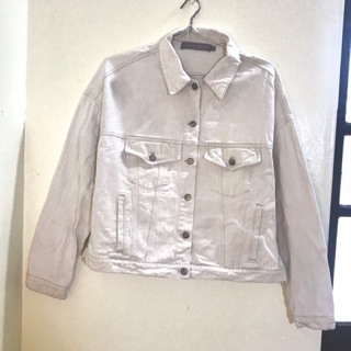 Áo khoác jean trắng sữa trơn