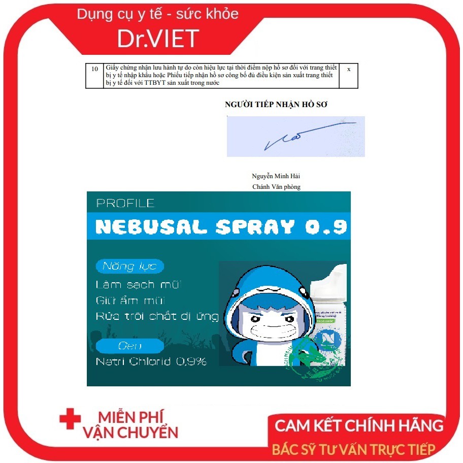 Nebusal spray 0,9%_Dung dịch nước muối 0,9% làm sạch mũi, giữ ẩm mũi, rửa trôi chất dị ứng cho cả người lớn và trẻ nhỏ