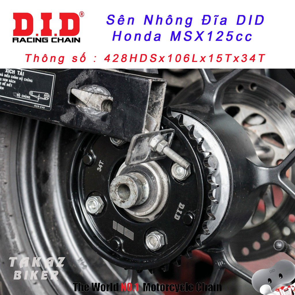 [MSX – Sên Vàng] Sên nhông dĩa DID Honda MSX – Sên Vàng 10ly DID HDS có che sên Thái Lan 100%