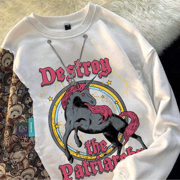 Áo sweater dài tay dáng rộng thiết kế mới thời trang mùa thu