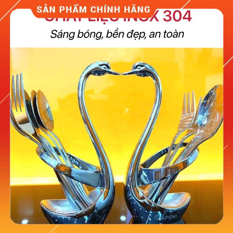 Set thìa dĩa Thiên Nga Rapido gồm 3 thìa 3 dĩa bằng inox không gỉ hàng chính hãng