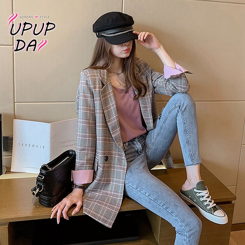 Áo Khoác Vest Dáng Rộng Kẻ Sọc Caro Size S-2XL Phong Cách Hàn Quốc Thời Trang Xuân Thu Cho Nữ | BigBuy360 - bigbuy360.vn