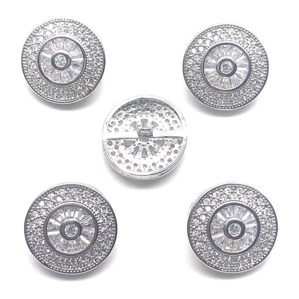 2163988     Nút Áo Bằng Đồng Đính Đá zircon Siêu Lấp Lánh diy