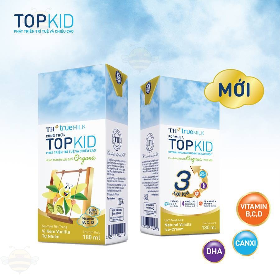 1/2 thùng sữa TH Topkid Organic 180ml