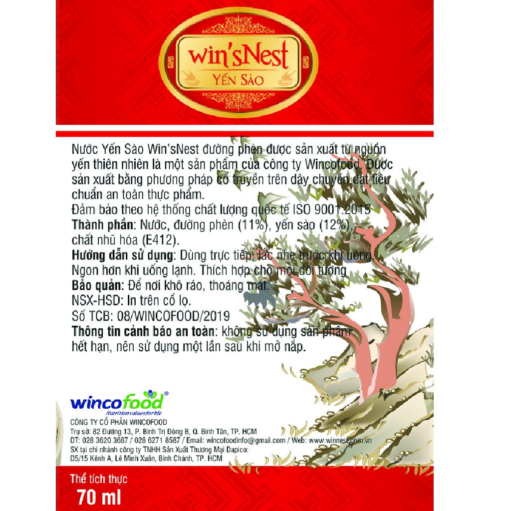 Combo 10 Lọ Nước Yến Sào win'sNest Đường Phèn 12% (70 ml/ Lọ)