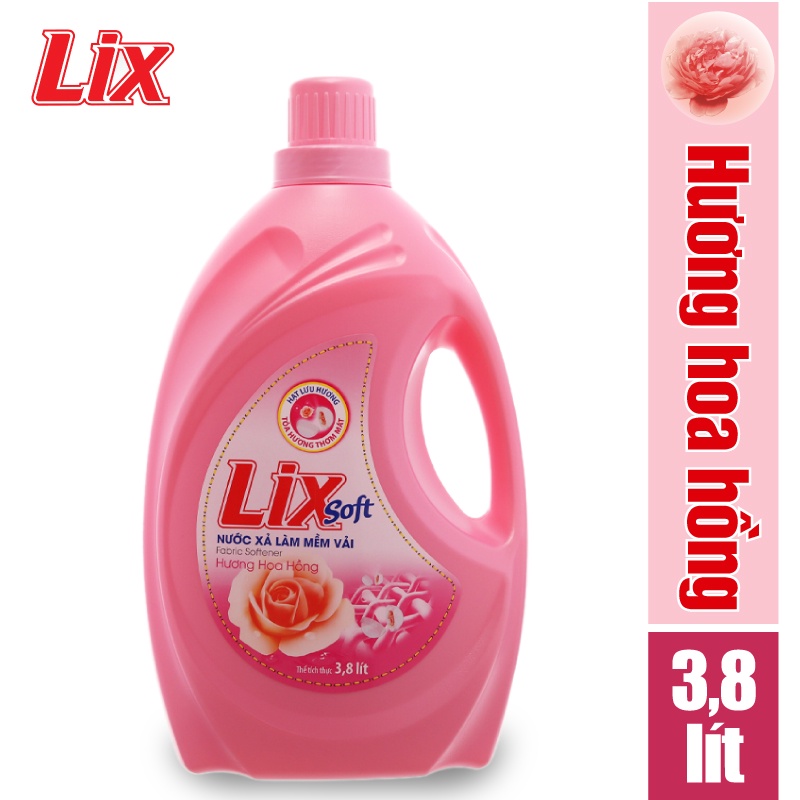 [Mã BMBAU50 giảm 7% tối đa 50K đơn 99K] Nước Xả Vải LIX Hương Hoa Hồng 3.8L - Lưu hương trên từng sợi vải - LSH01