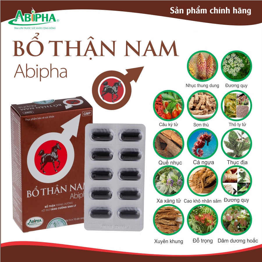 BỔ THẬN NAM ABIPHA Hỗ Trợ Tăng Cường Sinh Lý Cho Nam Giới, Lấy Lại Phong Độ Cho Phái Mạnh