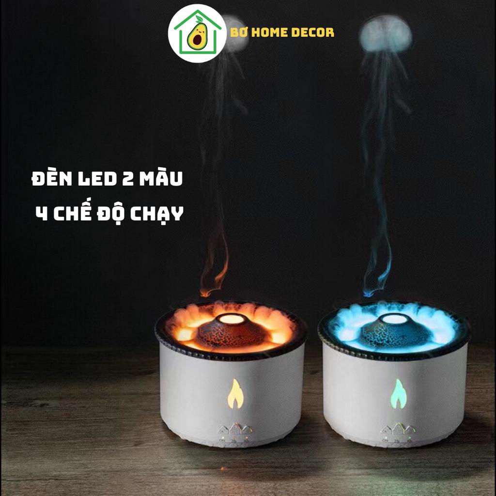 Máy xông tinh dầu, khuếch tán tinh dầu siêu âm V19 Bơ Home Decor, phun sương tạo ẩm trực tiếp hình con sứa, núi lửa