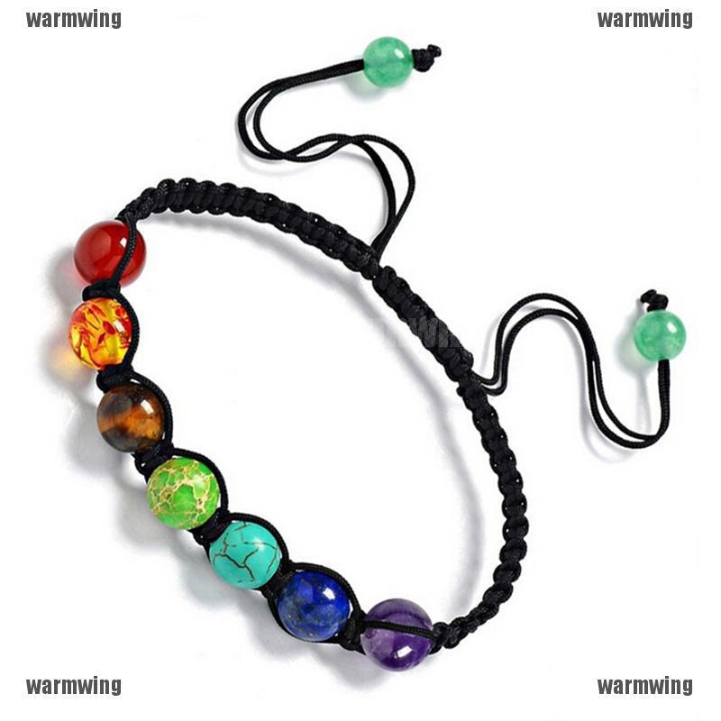 Vòng Tay Chuỗi Hạt Đá Núi Lửa Chakra 7 Màu