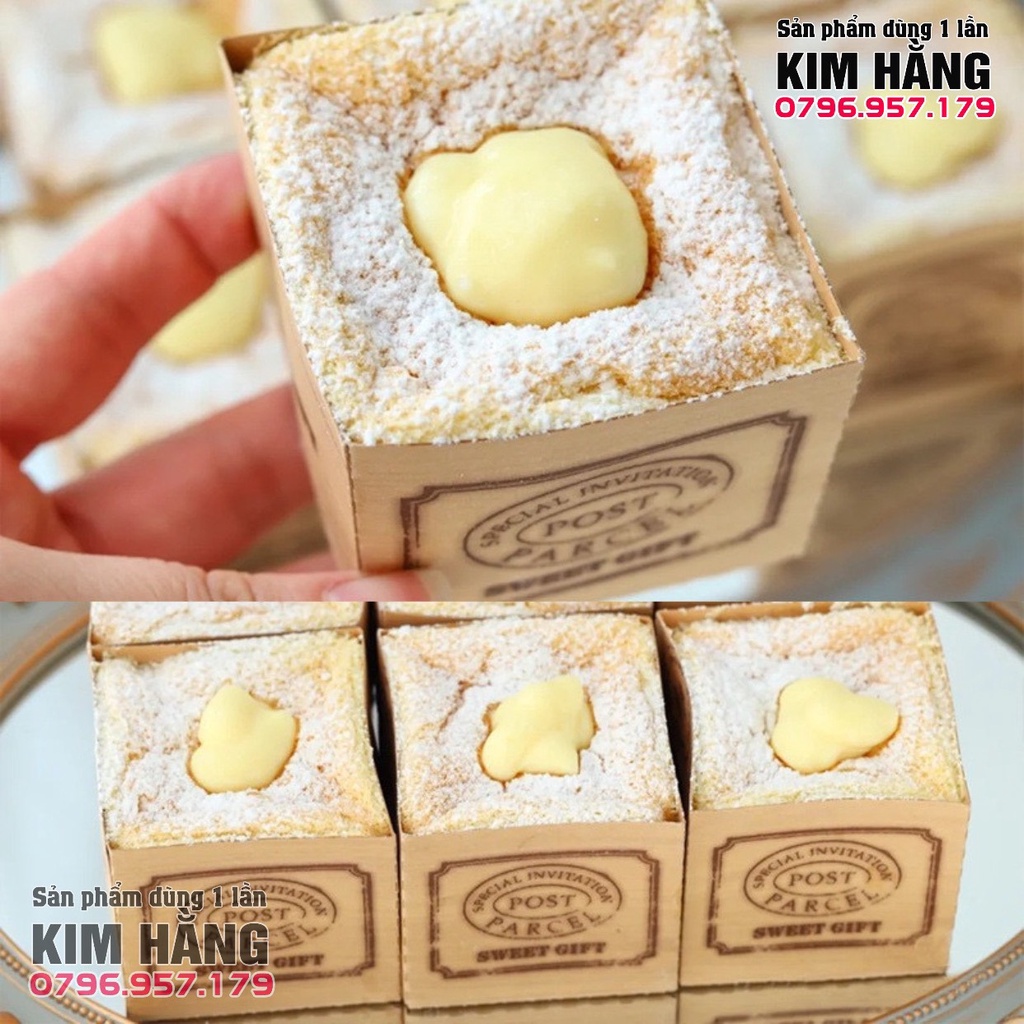 Set 100 ly giấy kraft vuông đựng bánh tiramisu , đựng mousse mini siêu xinh , siêu dễ thương