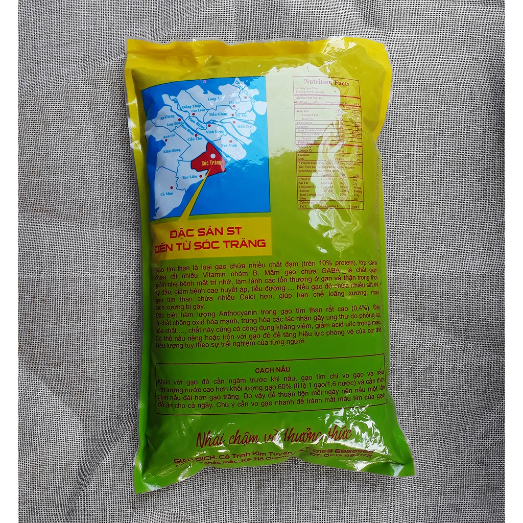 Gạo Lứt Tím Than Sóc Trăng 2kg - Gạo Ông Cua - Cơm mềm dẻo, mùi thơm đặc trưng