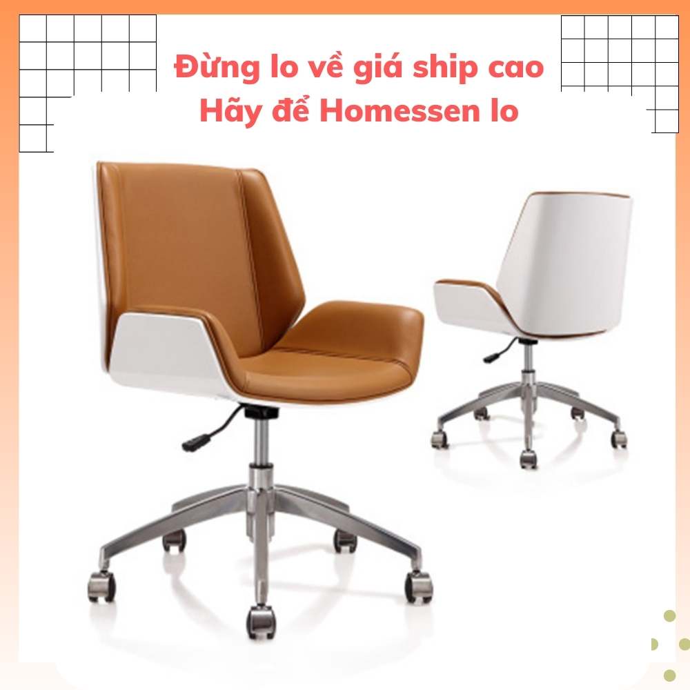 Ghế xoay văn phòng bọc da lưng ốp gỗ cao cấp chống mỏi lưng BJ701, ghế giám đốc da bò chân xoay lưng thấp