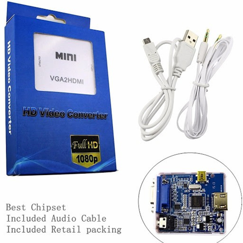 Bộ Chuyển Đổi 1080p Vga Sang Hdmi Tương Thích Với Laptop / Pc / Máy Chiếu / Máy Chiếu / Hdtv