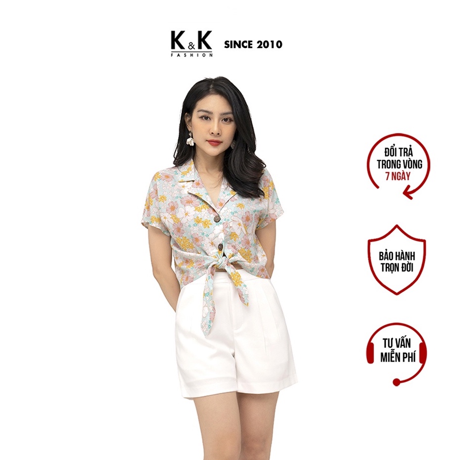 [Mã BMBAU50 giảm 7% đơn 150K] Áo Sơ Mi Họa Tiết Hè Cột Eo K&amp;K Fashion ASM06-04 Chất Liệu Vải Cotton