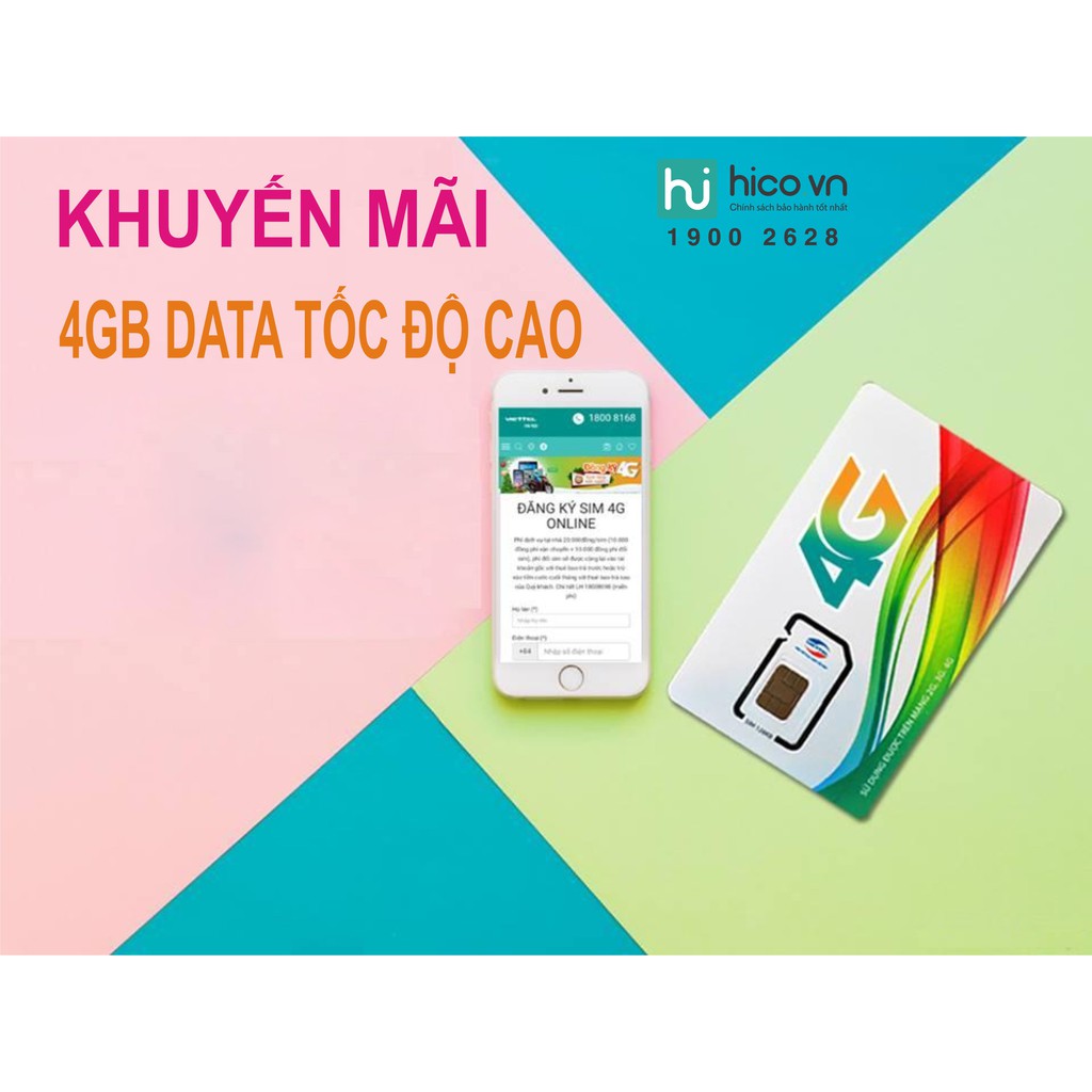 SIM 4G VIETTEL D500 4GB/THÁNG - KHÔNG CẦN NẠP TIỀN - SỬ DỤNG TRỌN GÓI 12 tháng - KM BÚT CẢM ỨNG