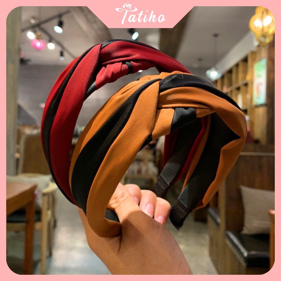 Cài Tóc Unisex, Băng Đô Lụa Satin Phối Hai Màu Cao Cấp Sang Trong Phong Cách Hàn Quốc - Tatiho - Mã CT013
