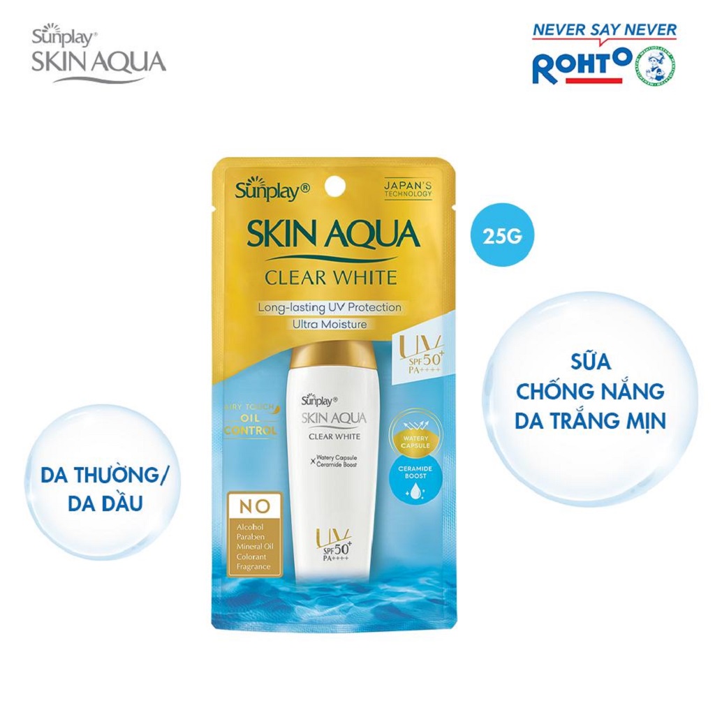 Sữa chống nắng hằng ngày dưỡng trắng cho da dầu Sunplay Skin Aqua Clear White SPF50 25g