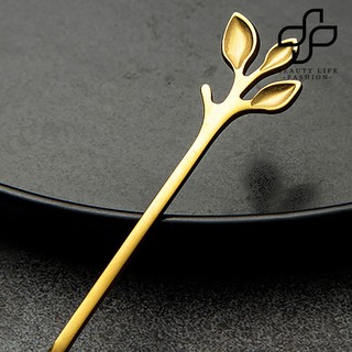 [Moon] Creative Leaf Stainless Coffee Mixing Spoon Fork Kitchen Flatware