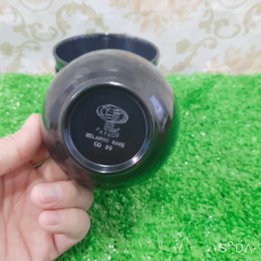 Chén Chè Màu  Đen Bóng Nhựa Melamine Cao Cấp Fataco CO09