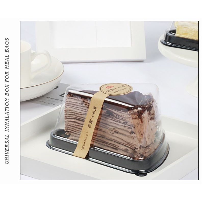 Hộp nhựa Pet tam giác đế đen đựng bánh (set 10 bộ)