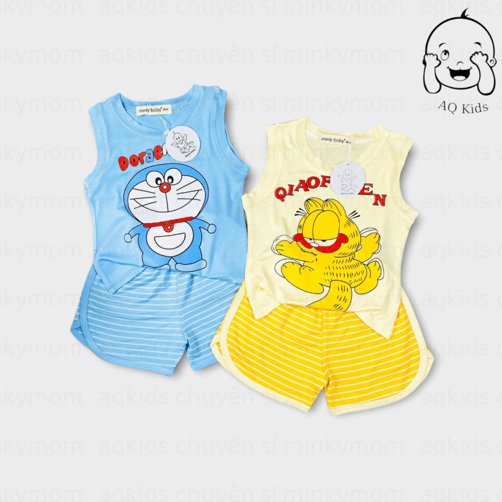 [BÉ 7-30kg] Bộ ba lỗ bé trai bé gái vải thun lạnh - hàng chính hãng Minlybaby Size 80-170 cho bé Unibaby BLQS