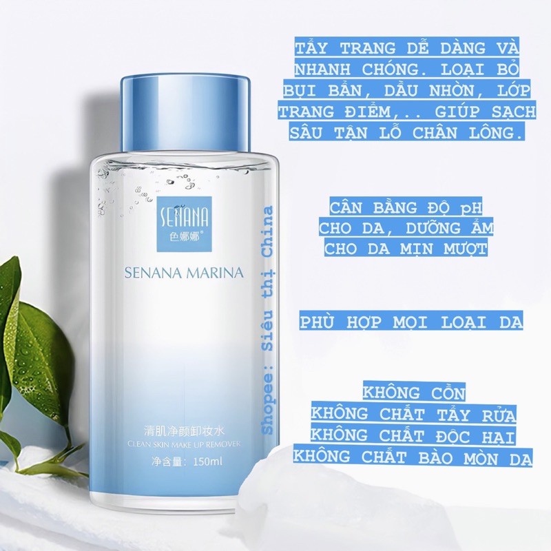 Nước Tẩy Trang SENANA MARINA CLEANSING WATER Sạch Sâu Dịu Nhẹ Phù Hợp Mọi Loại Da Loại Bỏ Bụi Bẩn | BigBuy360 - bigbuy360.vn