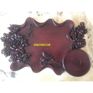 Khay trà gỗ gụ Hoa hồng cổ