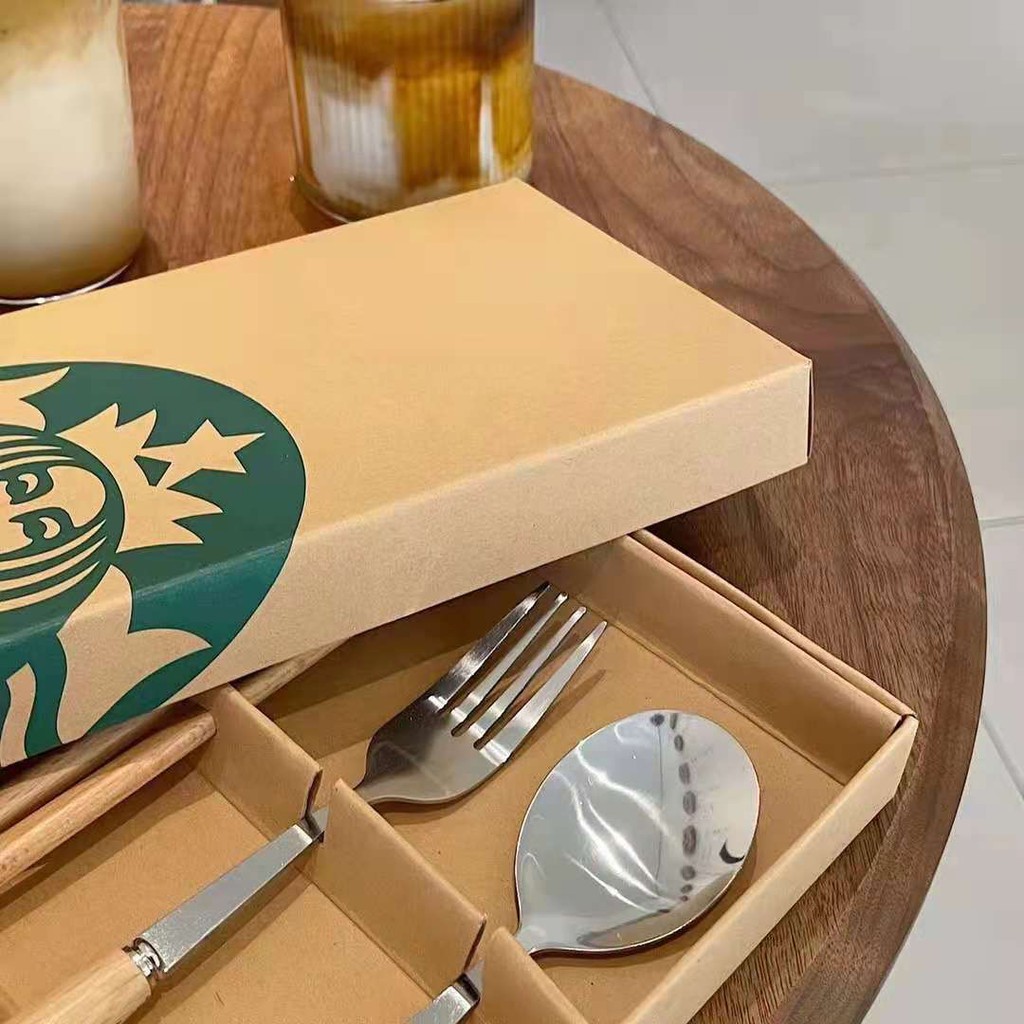 Bộ thìa dĩa và đũa Starbucks sang chảnh, sét 3 món quà tặng cho bạn