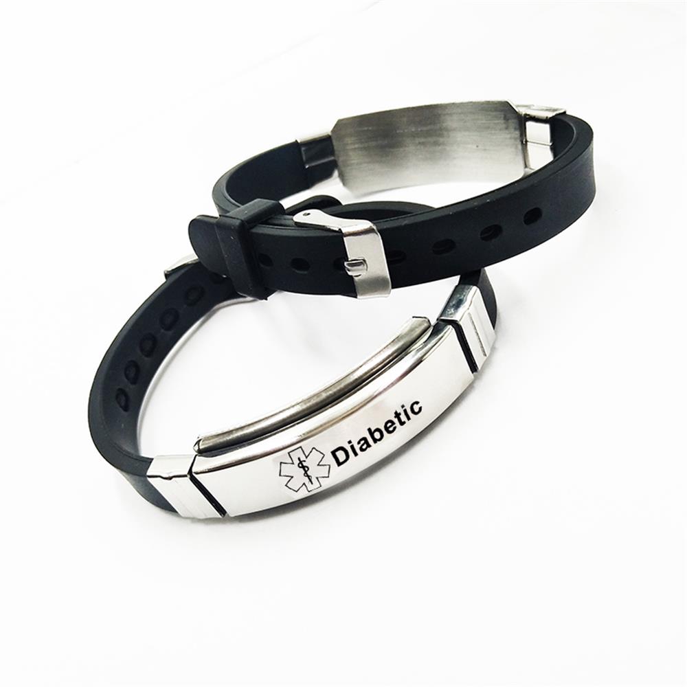 [Hàng mới về] Vòng tay cảnh báo y tế dây silicone mặt thép không gỉ thời trang cho nam và nữ