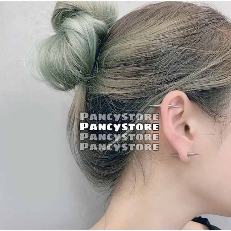 khuyên tai bông tai nam nữ titan 2 đầu mũi nhọn cá tính Unisex