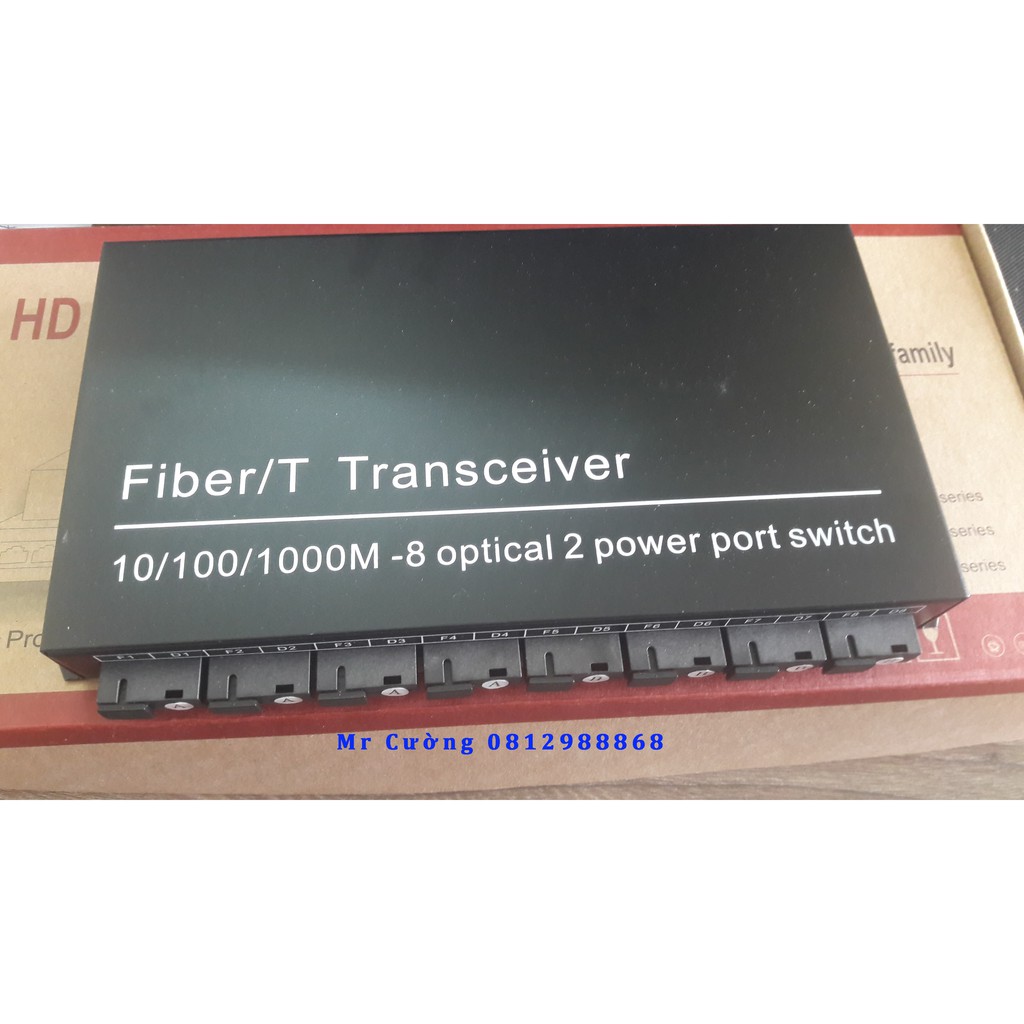 Bộ chuyển đổi quang điện Converter 8 Cổng Quang Chuẩn 4A và 4B, 2 Cổng Lan Chuẩn Gigabits