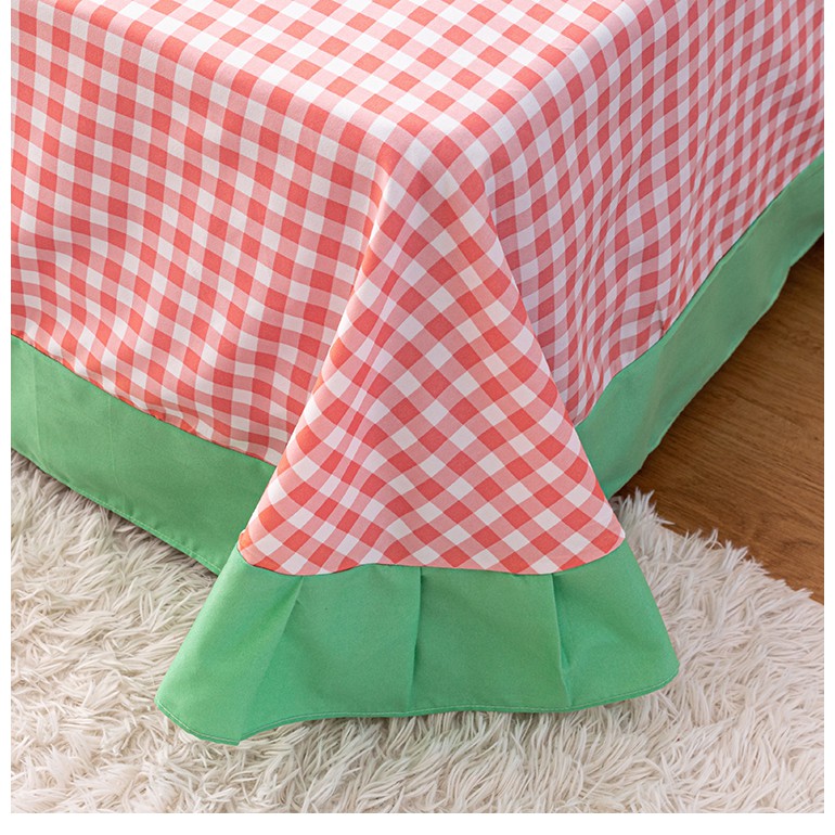 Bộ Chăn Ga Gối Cotton Bèo LIDACO Hoạt Hình 5D - Thỏ Nơ Đỏ Màu 13