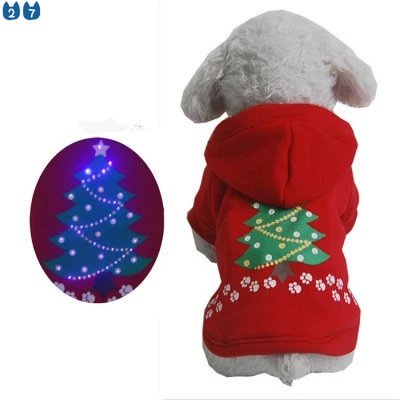 [27Pets} Áo Hoodie Hình Cây Thông Giáng Sinh Cho Thú Cưng Có Đèn LED Mới