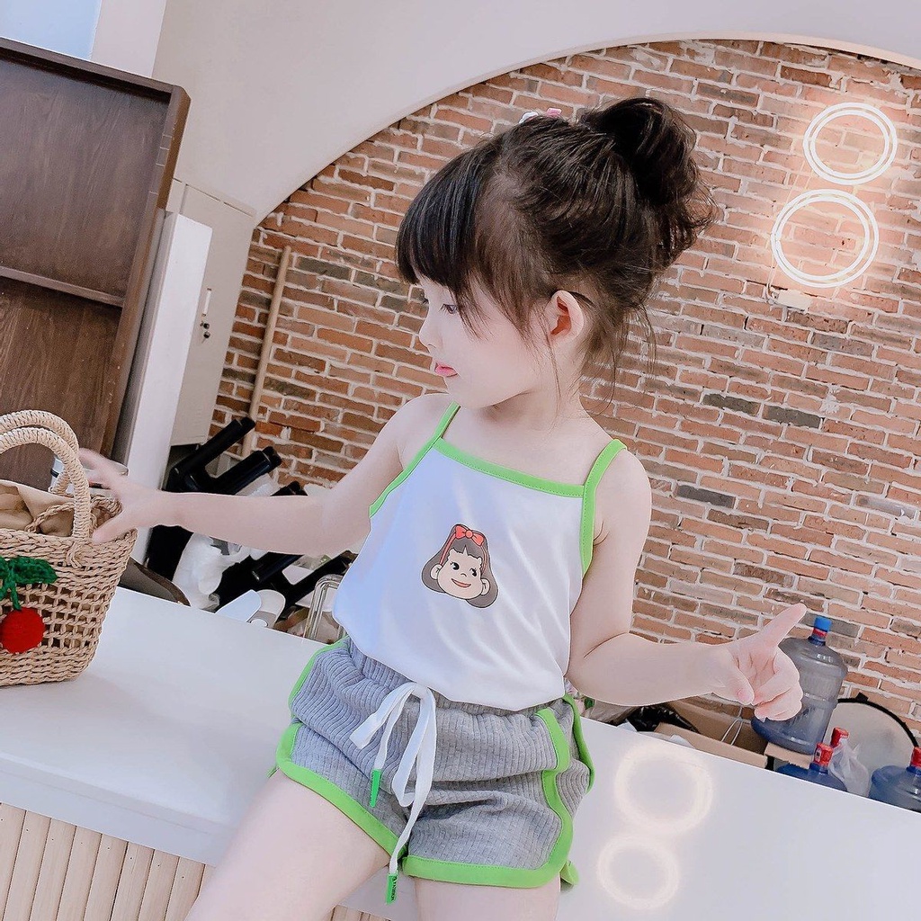 Bộ Trang Phục Hai Mảnh Áo Hai Dây Thể Thao Màu Đỏ Thời Trang Mới 2021 Dành Cho Bé Gái