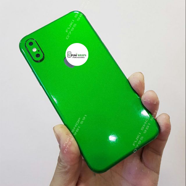 Tấm dán Skin Xanh lá Bóng Dành cho 5 6 7 6plus 7plus 8plus X XR XSMAX 11 PRO MAX 12 PRO MAX