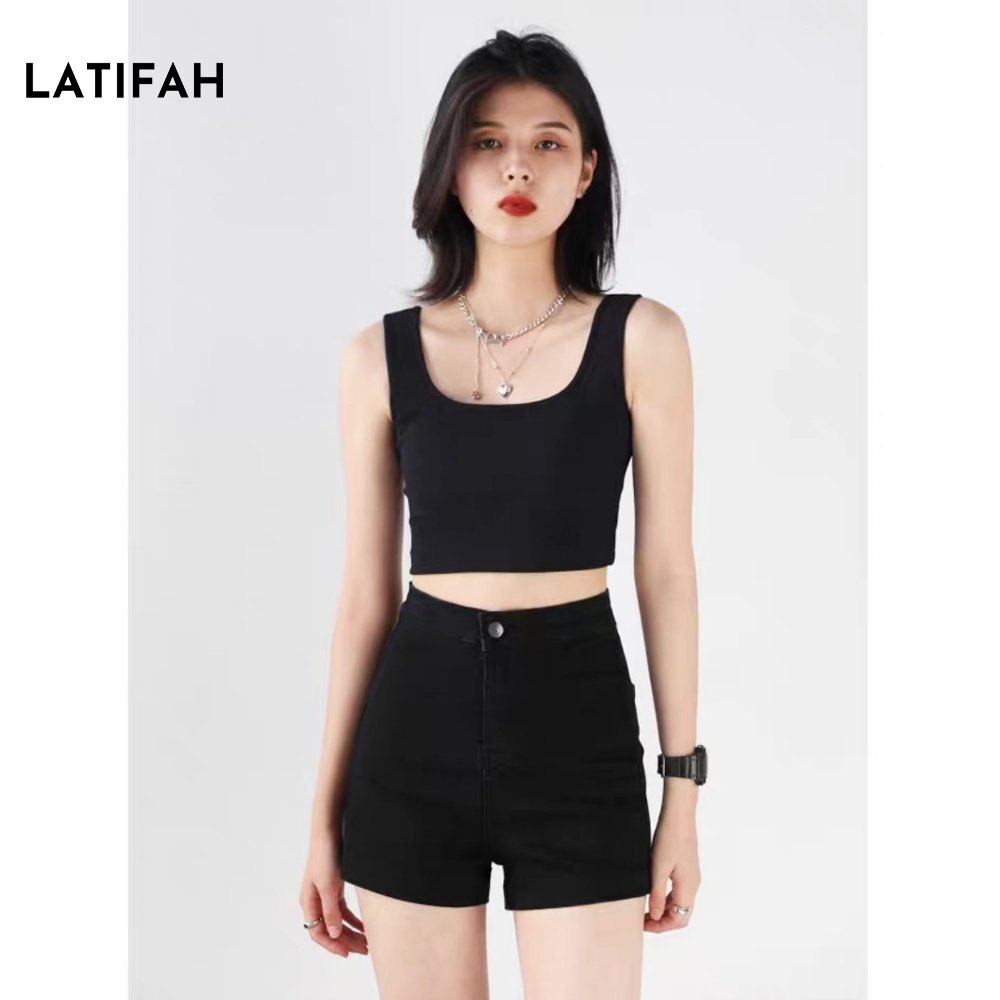 Quần short jean nữ co giãn LATIFAH không túi basic QS028 phong cách hàn quốc