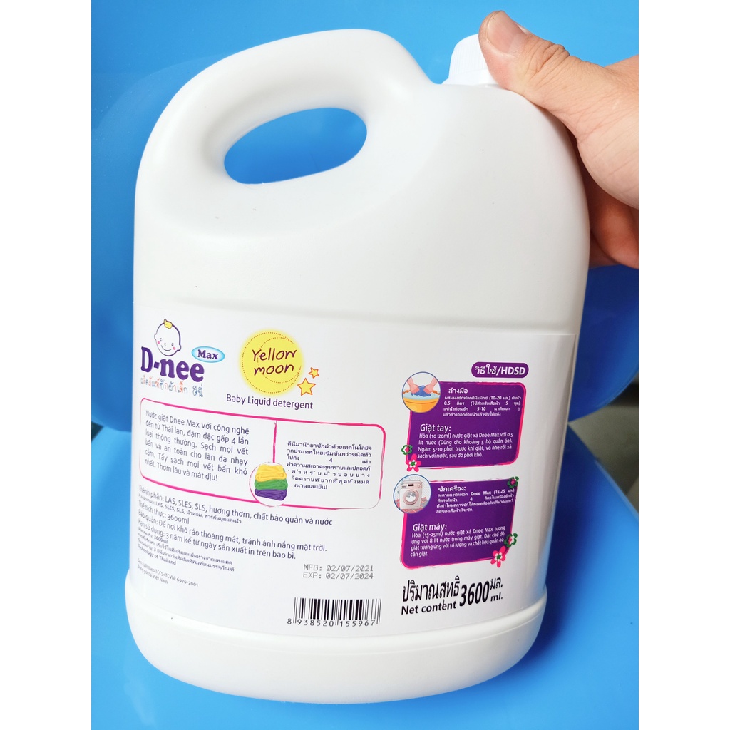 Nước giặt xả Dnee Max bình 3600ml công nghệ Thái Lan, nước giặt xả dùng cho cả người lớn và em bé, hương thơm dịu nhẹ